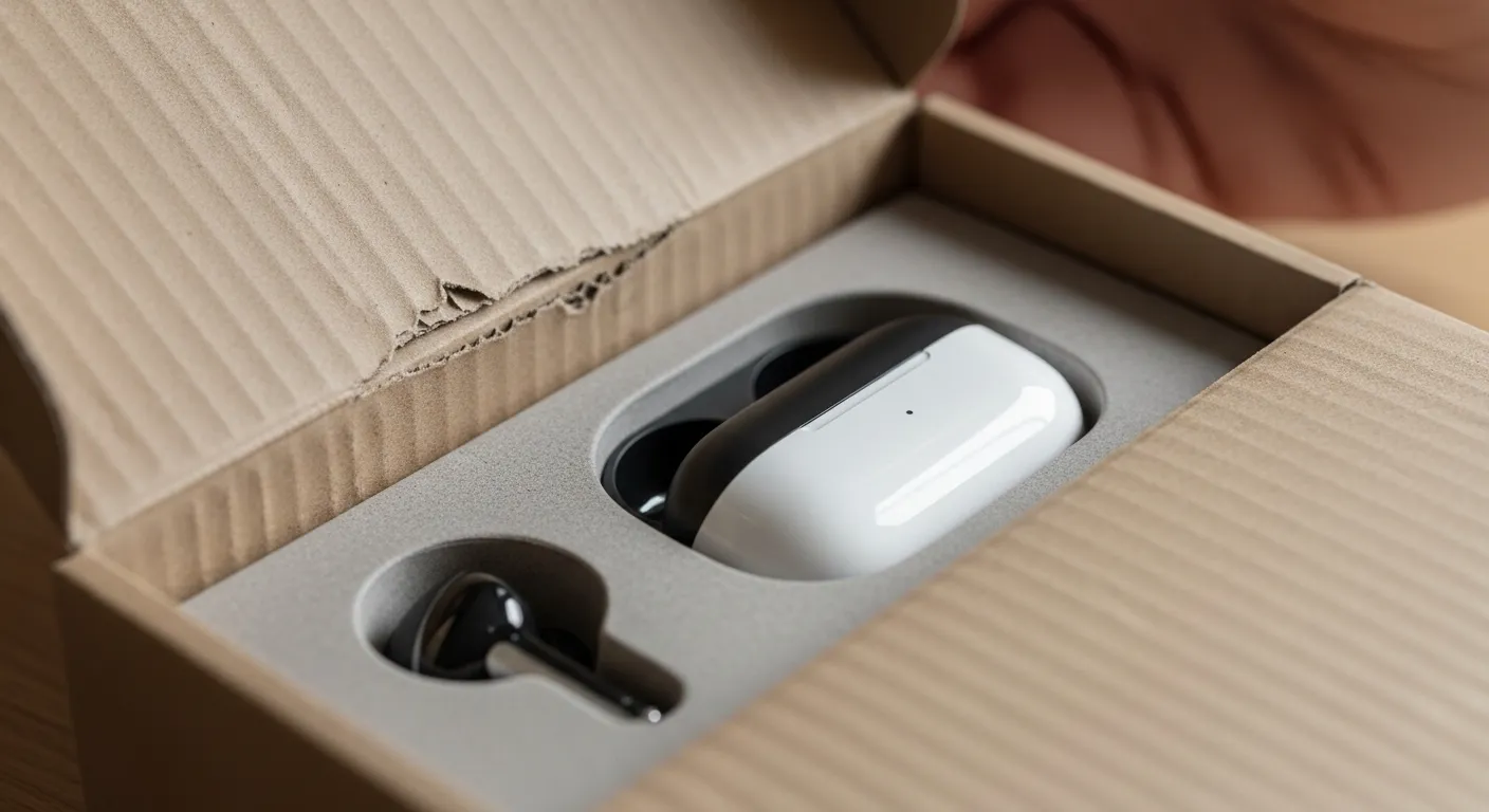 Fones QCY com estojo compacto para carregamento portátil